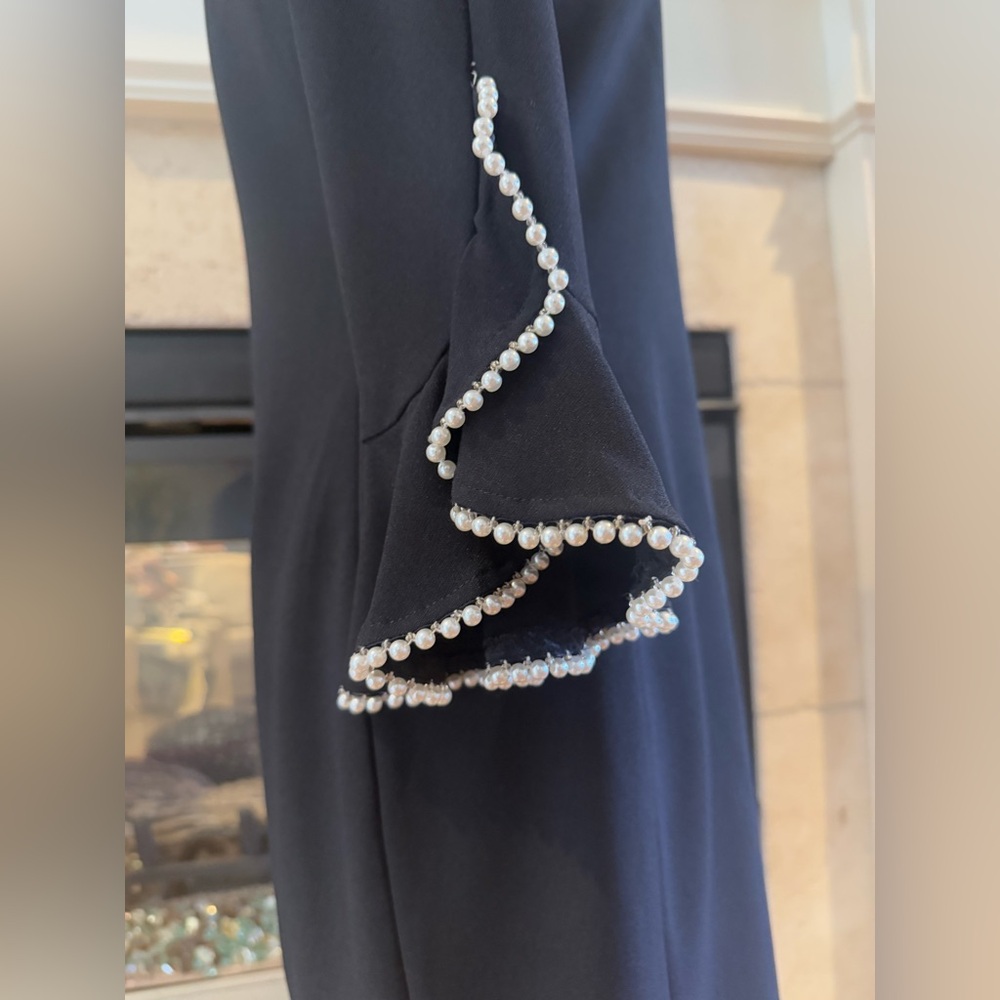 Karl Lagerfeld Elegant Black Dress with Pearl Accents Size 8 - Picture 7 of 10